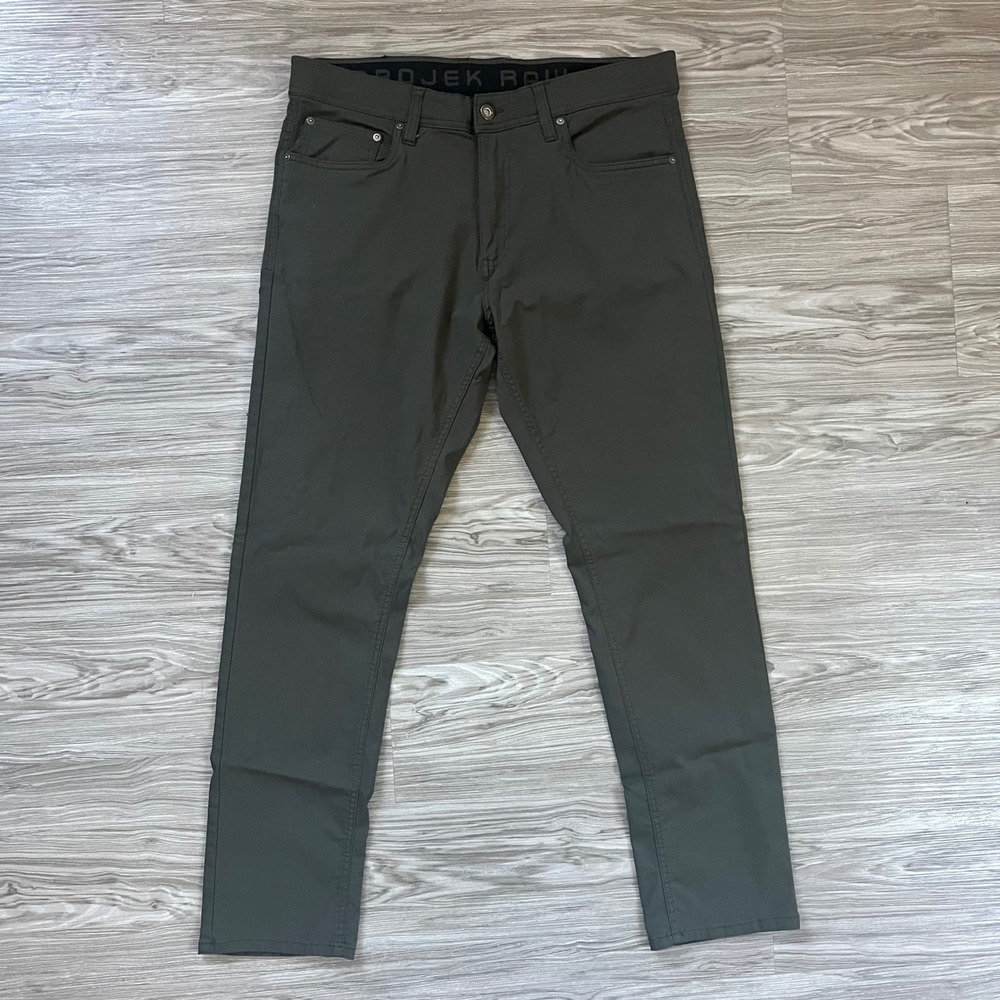 Projek Raw Mens Classic Fit Stretch Pants Olive Green 5 Pocket Trousers 36x30